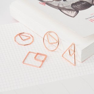 几何形简约金属电镀曲别针回形针书签创意可爱回形针夹子盒装