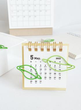 创意树叶异形回形针绿色金属包塑彩色曲别针办公文具异型书签盒装