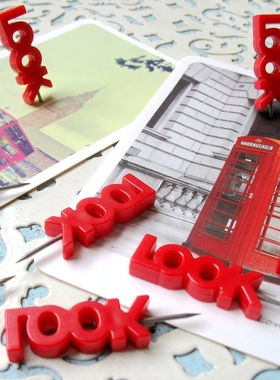 创意图钉 红色字母图钉 软木板用地图标注工字钉 LOOK图钉10枚装