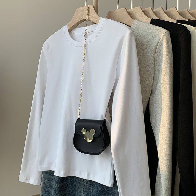 白色长袖t恤纯棉磨毛打底衫女秋冬圆领上衣内搭新款修身百搭黑色,女装/女士精品,T恤,淘宝优惠券,粉丝福利购,淘宝优惠卷