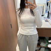 德绒秋冬新款 显瘦辣妹内搭白色上衣 T恤女修身 韩版 百搭纯色打底衫