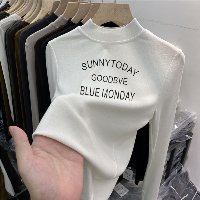 半高领德绒长袖t恤女内搭打底衫