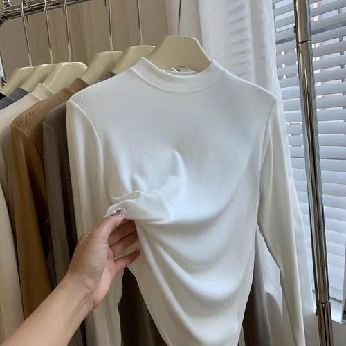 半高领小立领打底衫衣女秋冬