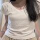 显瘦打底衫 纯棉v领2025夏季 t恤女修身 正肩白色短袖 上衣内搭潮 新款