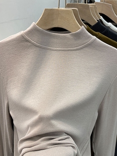 长袖 2025新款 T恤 女秋冬装 欧货半高领内搭德绒洋气紧身上衣打底衫