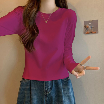 火龙果色叠穿女棉质减龄欧货小衫