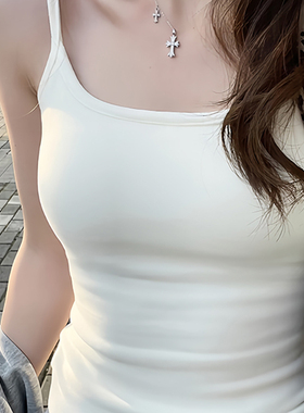 无胸垫白色吊带背心女夏季纯棉内搭2025新款修身美背文胸外穿上衣