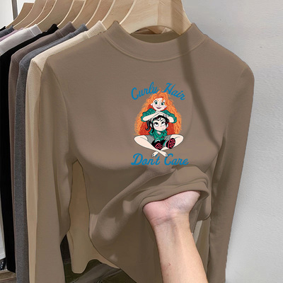 德绒内搭修身长袖t恤女打底衫