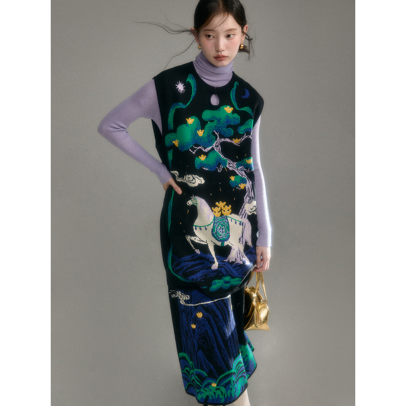 有耳uare原创新中式小马针织套装