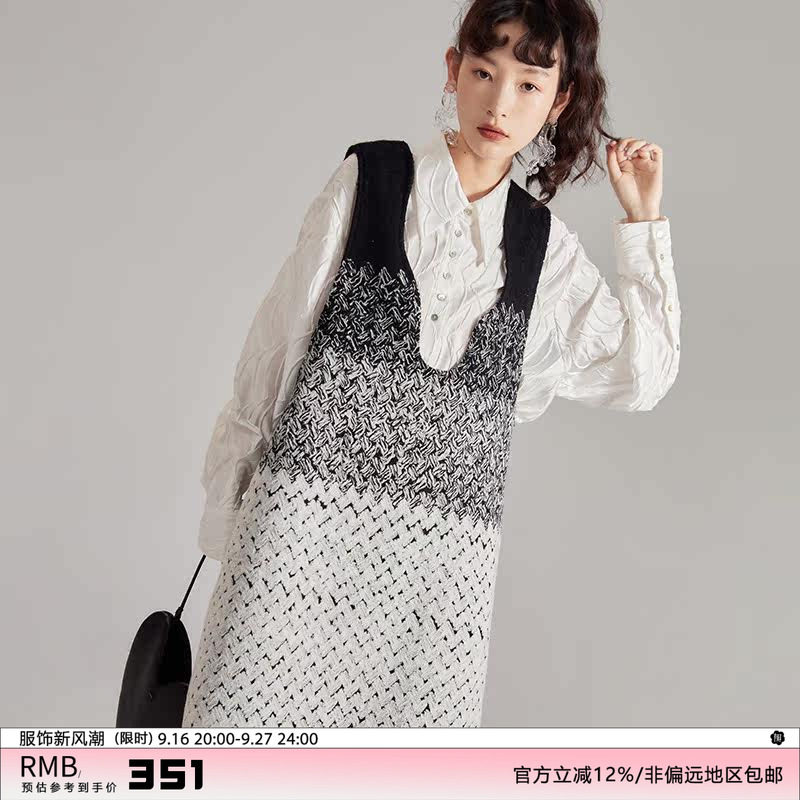 有耳uare叠穿针织马甲背心裙图片