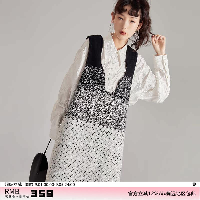 有耳uare叠穿针织马甲背心裙图片