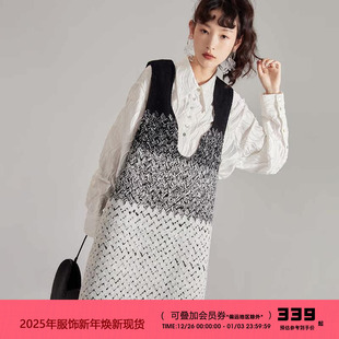 叠穿针织马甲背心毛衣连衣裙中长款 有耳uare原创设计 冷静万人迷