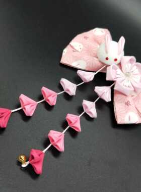 手作风兔子头饰流苏和服浴衣发夹