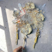 雪亭坊定制造花液秀禾喜扇婚礼新娘减龄结婚蓝色双面圈团扇材料包