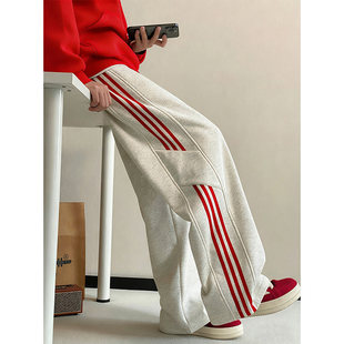 裤 学生情侣休闲直筒卫裤 子男士 运动裤 潮流百搭宽松三条杠长裤 冬季