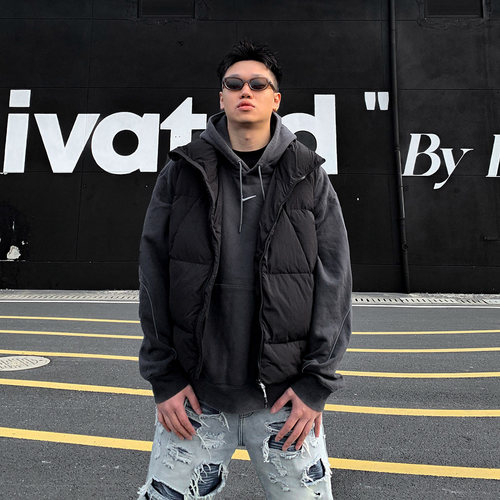 冬季90白鸭绒美式羽绒马甲男士潮牌潮流帅气加厚保暖休闲坎肩外套