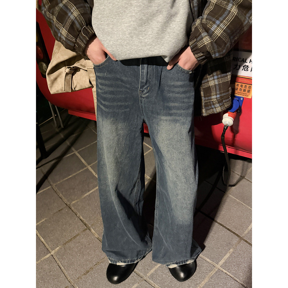秋季2026新款水洗做旧牛仔裤男士宽松直筒休闲阔腿牛仔裤美式长裤