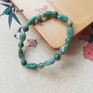 奇钰轩 天然南阳独山玉手链蓝绿玉石手链女款