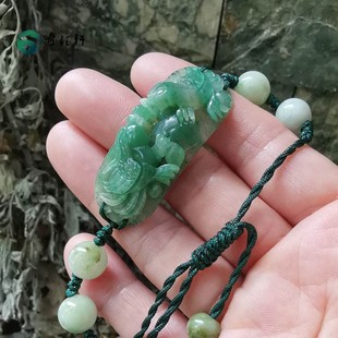 南阳独山玉 天然蓝绿独山玉手链手串手绳玉石手工编织双凤 奇钰轩