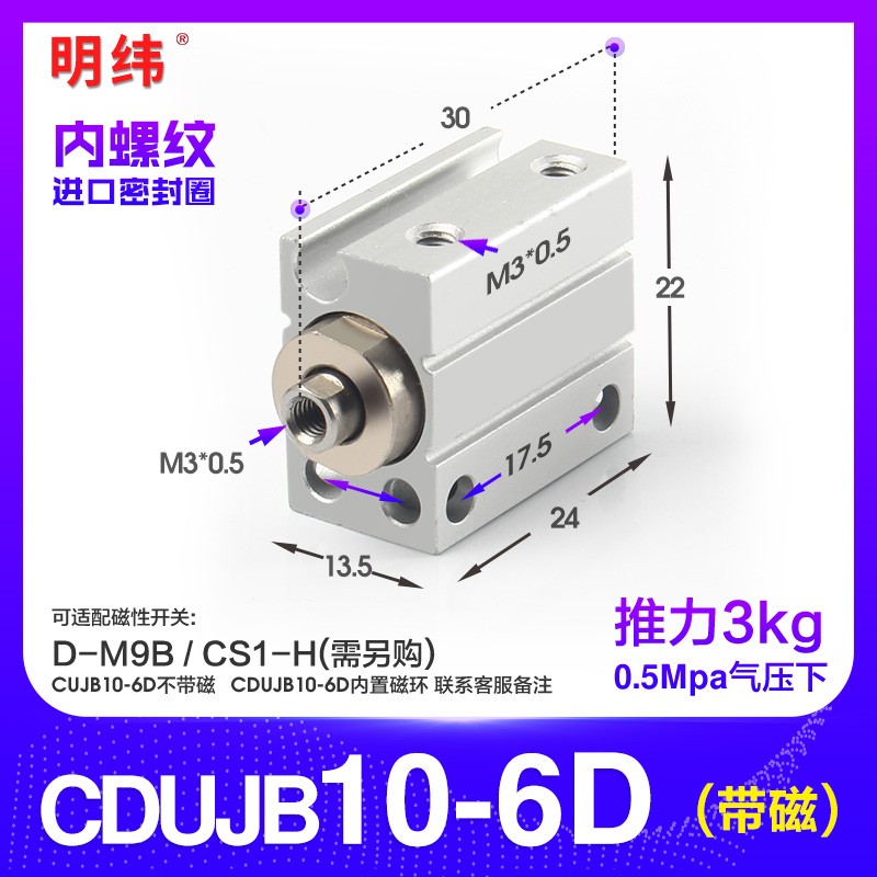 新款SMC型小型CUJB自由安装型气缸CDUJB4/6/8/10/12/16/20-15现货