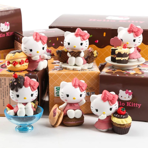 凯蒂猫点心款盲盒可爱摆件hello kitty猫樱桃巧克力超萌桌面摆件