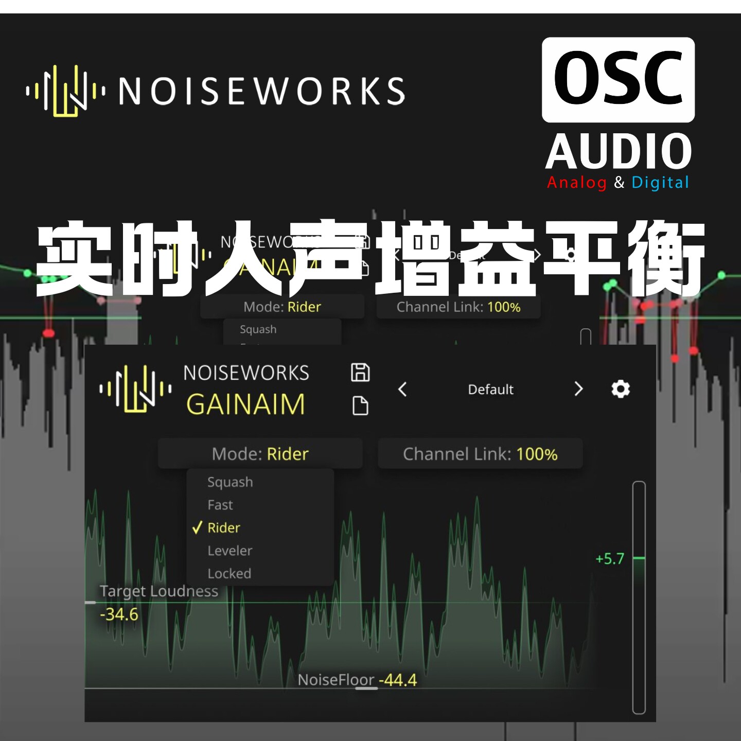 正版NoiseWorks GainAim 实时音量自动匹配 混音增益响度平衡插件