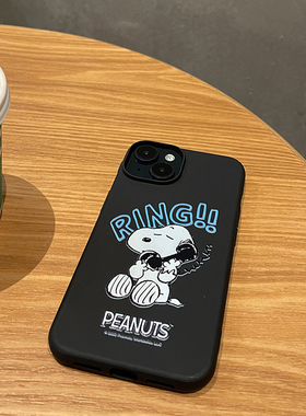 iPhone16手机壳韩风蓝色查理史努比16proMax苹果13 14 15proMax保护壳韩风卡通可爱防摔硅胶磨砂14pro保护套