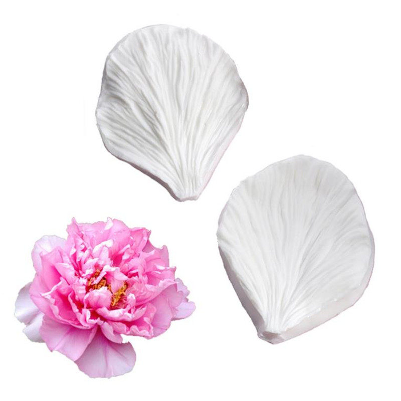超轻粘土翻糖糖花双面牡丹硅胶脉络模 洛阳牡丹花模具 仿真花卉模