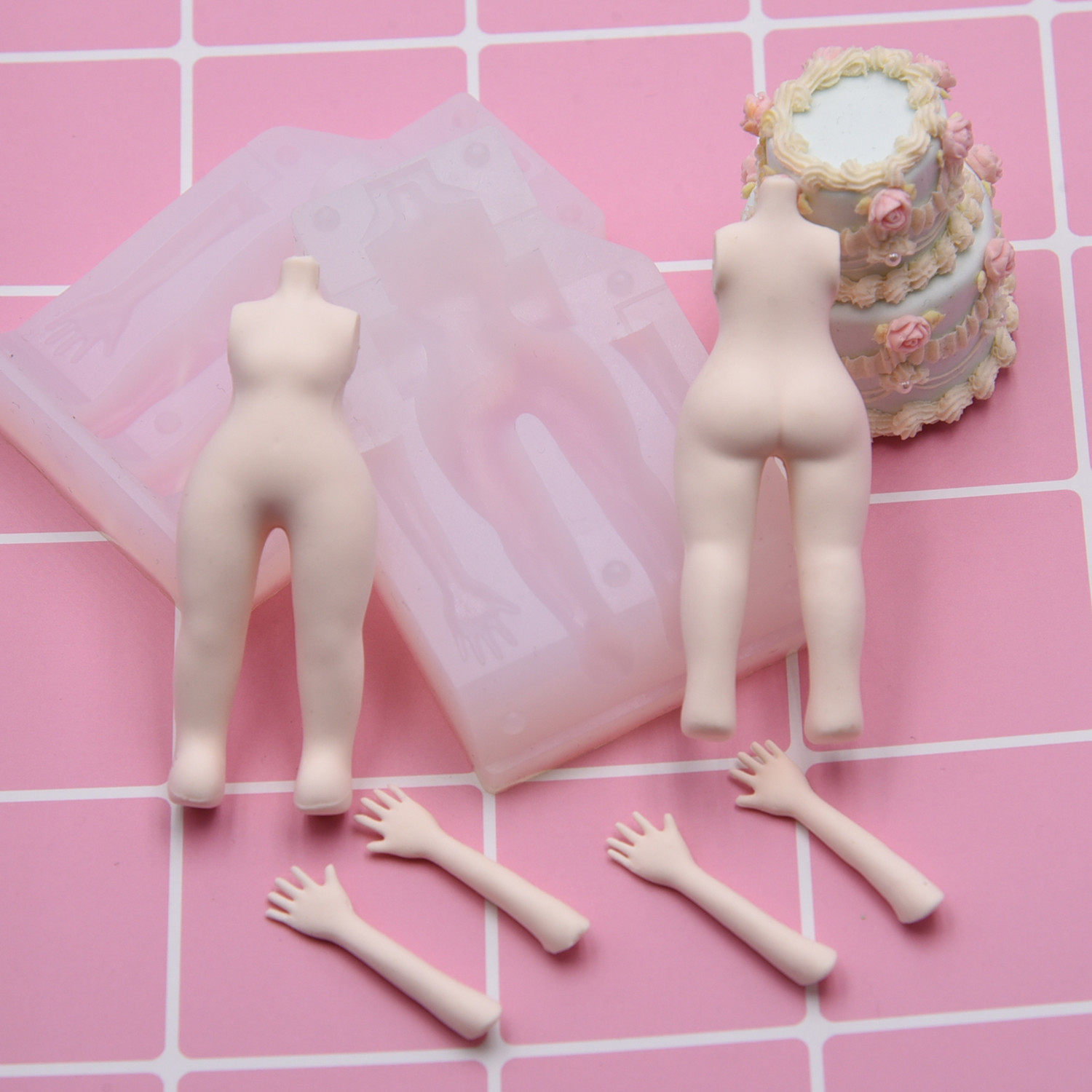 原创diy通用Q版女体模硅胶 超轻粘土手办动漫身体万用硅胶模具
