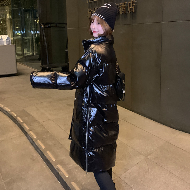 中长款休闲宽松亮面棉服宽松显瘦