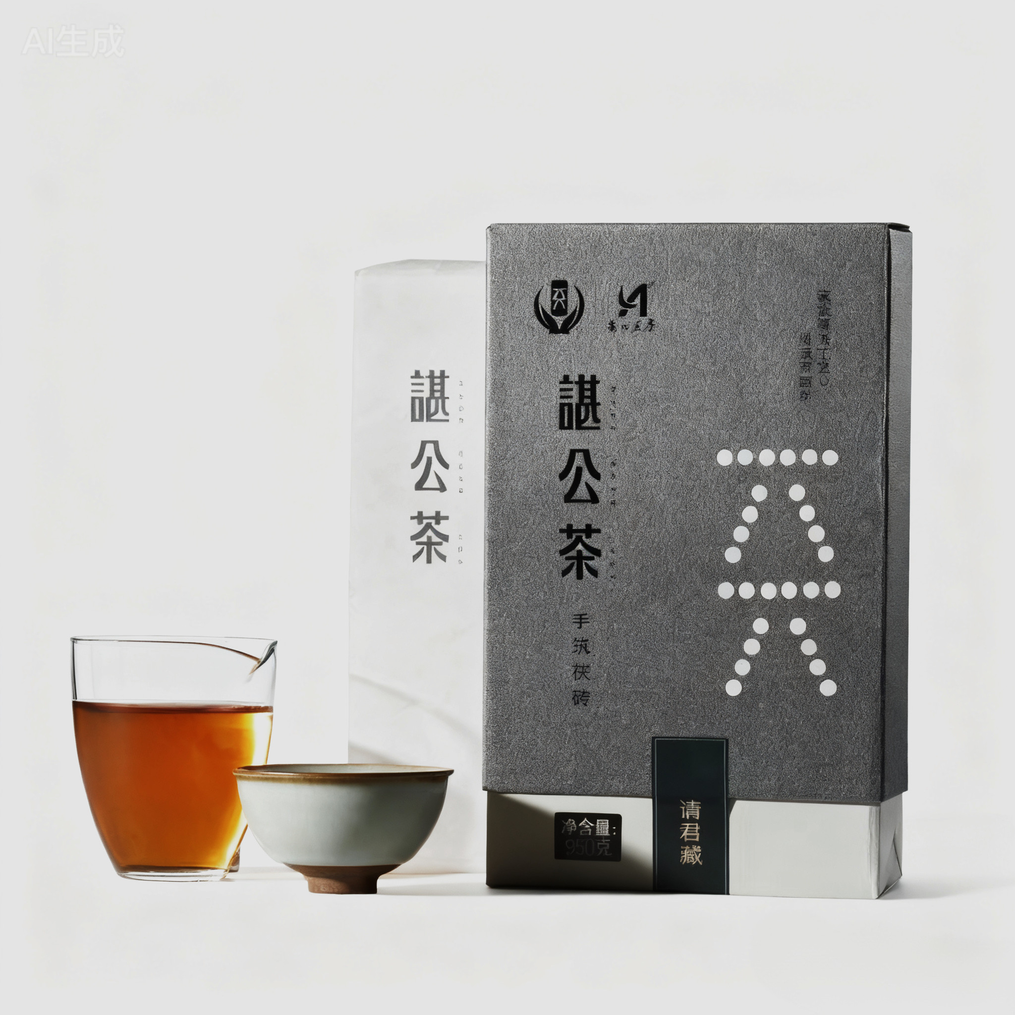 安化黑茶 谌公茶950克手工金花茯砖茶 高甲皇园高甲溪高马二溪