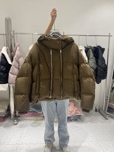 连帽加厚保暖90%白鸭绒双拉链羽绒服面包服外套 宽松短款 韩版 时尚