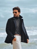 Alpha阿尔法美国海军水手毛呢大衣 双排扣中长款 商务绅士英伦风男