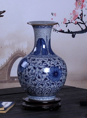 景德镇仿古官窑中式风青花瓷花瓶