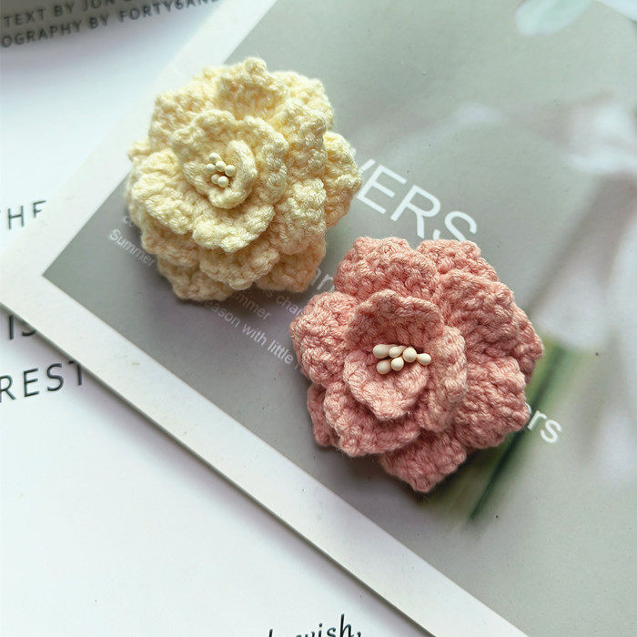 毛线胸针女月季花玫瑰花送礼礼物