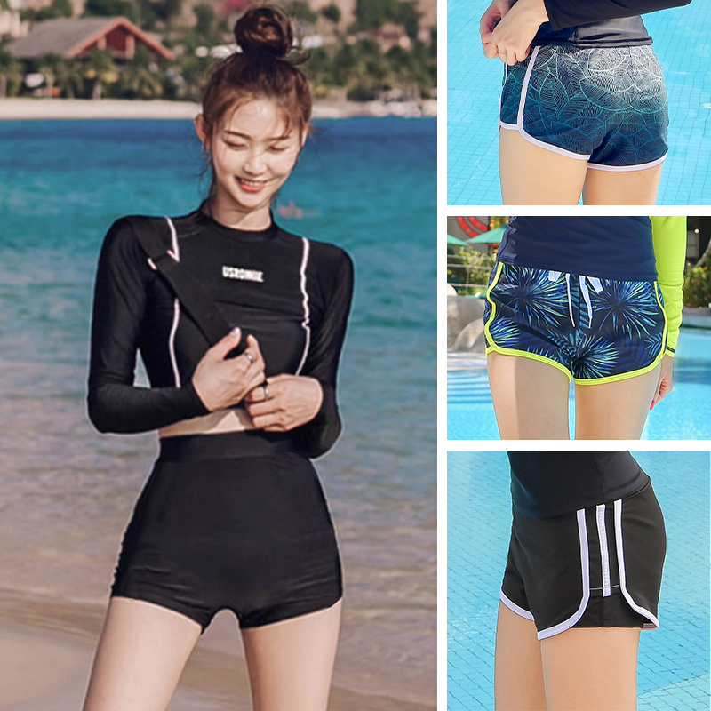 单独游泳防走光高腰假两平角裤