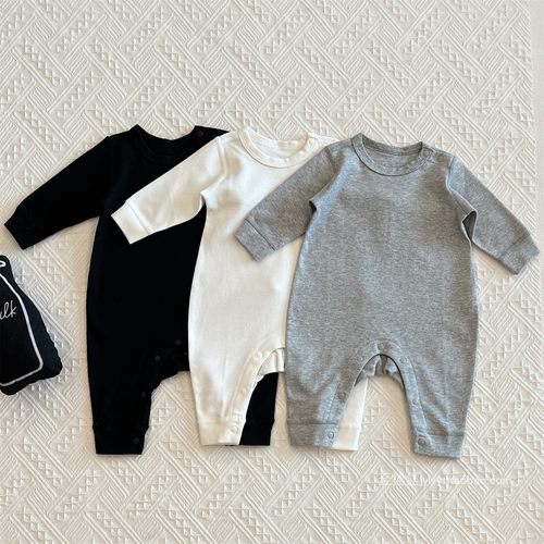 新生婴儿纯棉长袖无骨连体衣春秋