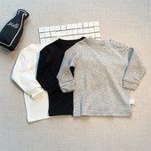 婴儿上衣男女宝宝肩扣长袖 T恤春秋季 打底衫 2025秋装 上衣女童0 2岁