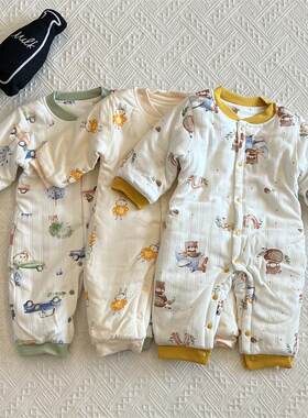 冬装宝宝连体衣加厚保暖棉服秋冬