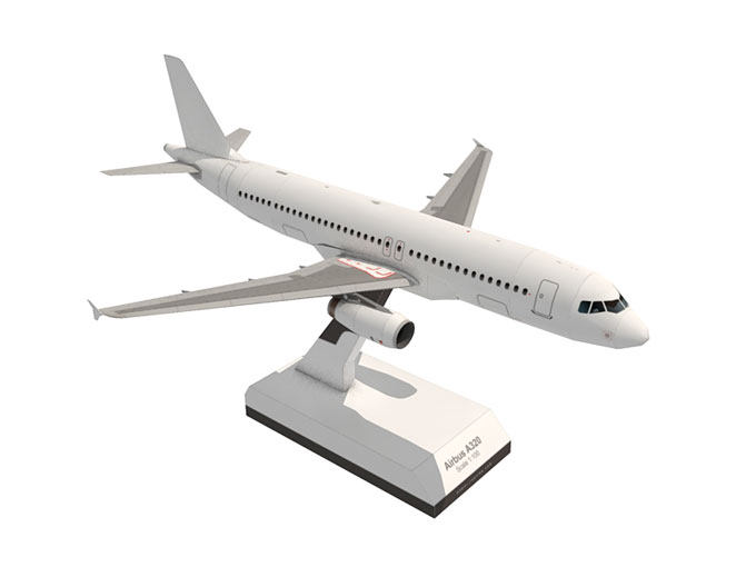 空中客车a320 白模 适合自己涂装 民航客机飞机1:72 1:100 纸模型
