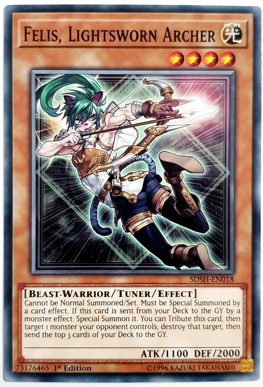 游戏王 美英一刷  SDSH-EN018 N 光道弓手 费莉丝  H6B