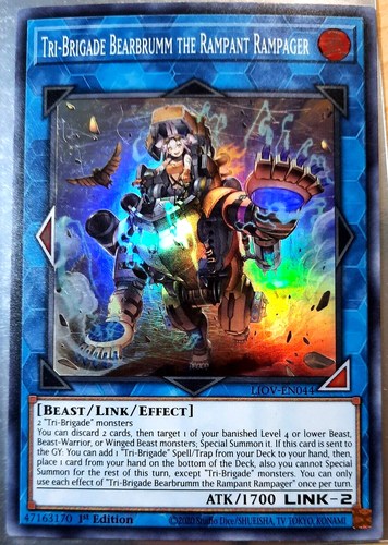 游戏王美英一刷LIOV-EN044 SR铁兽战线 块击之贝尔布鲁厄姆L9cLS1