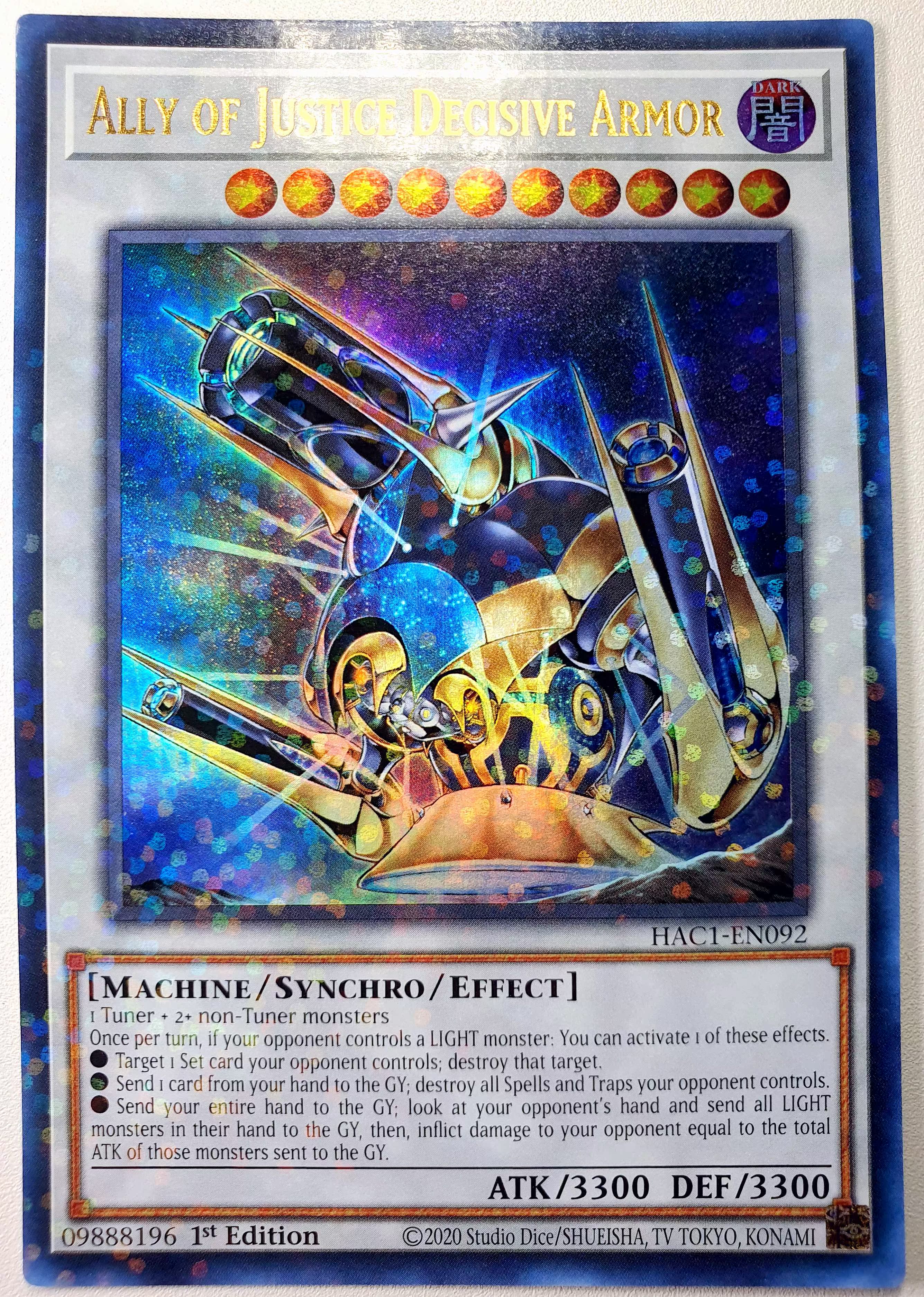 游戏王 美英一刷 HAC1-EN092 UPR 正义盟军 决战兵器 Y9B AJ2