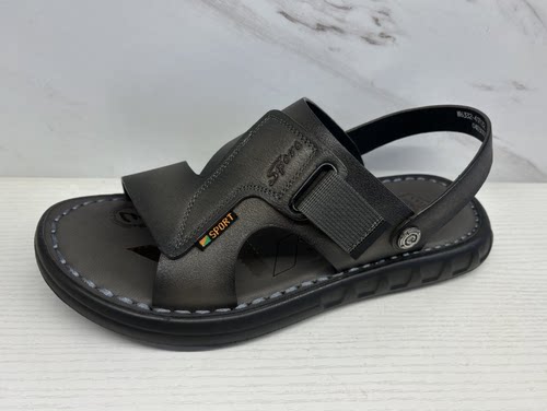 夏季牛皮休闲风厚底中年凉拖鞋