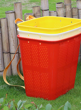 仿竹编塑料花椒大背篓水果采收框专用背篼小气孔透气漏水型全新料