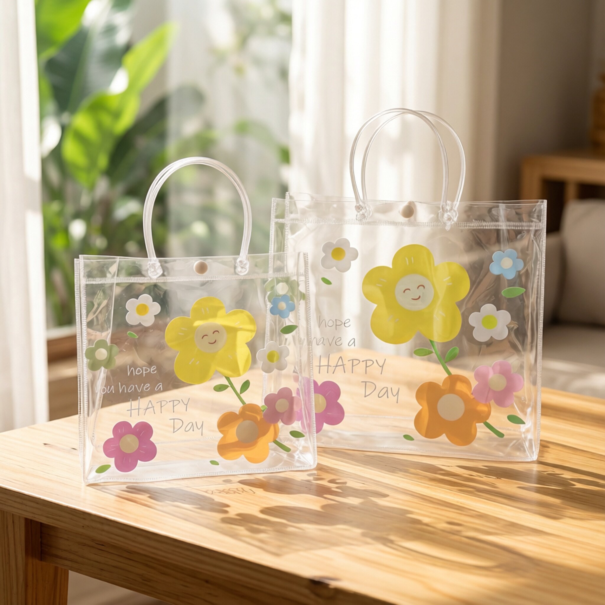 六一儿童节透明礼品袋手提袋防水塑料袋儿童礼物包装袋卡通可爱