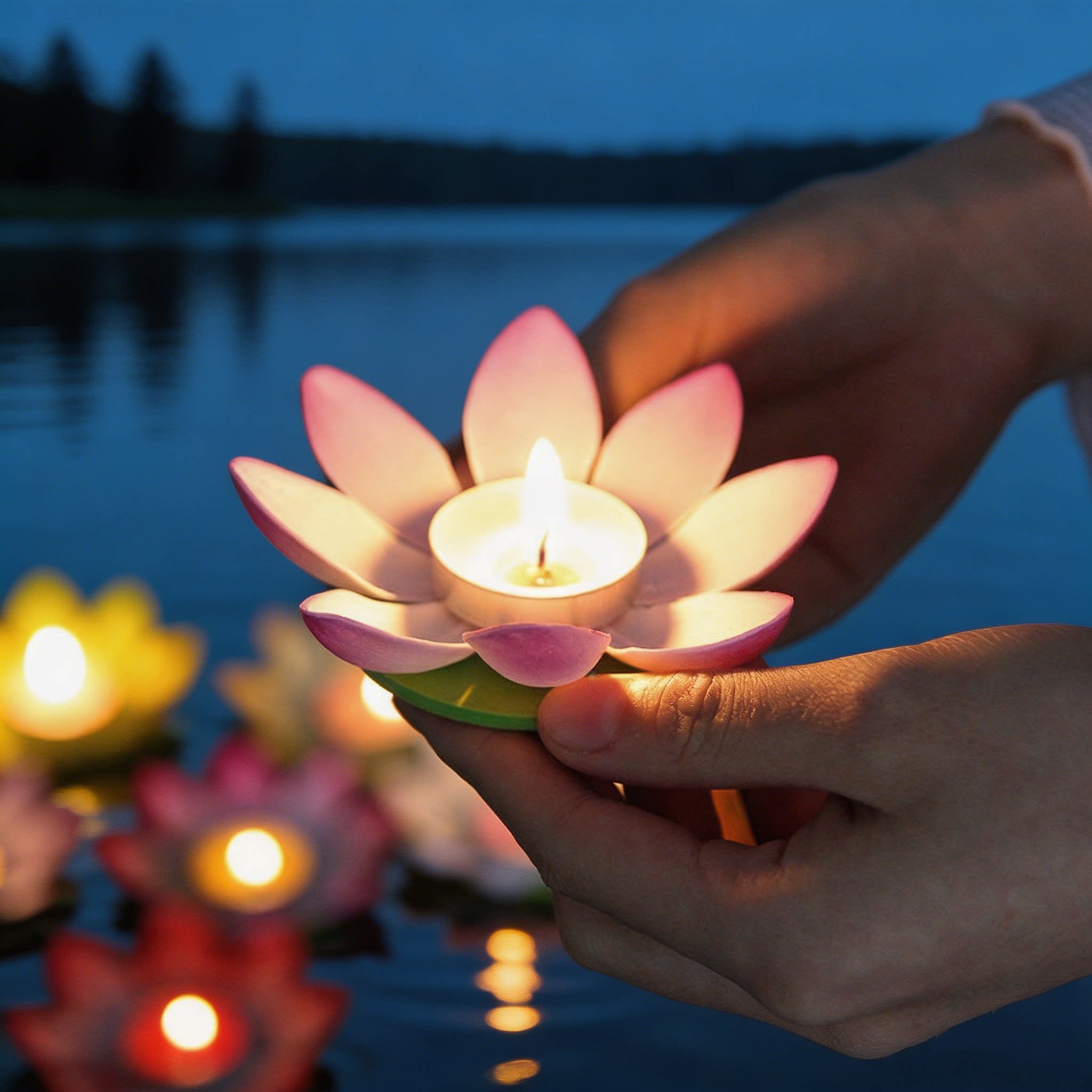 浮水灯河灯蜡烛许愿灯河灯七夕节中元节中秋节春节元宵节莲花灯