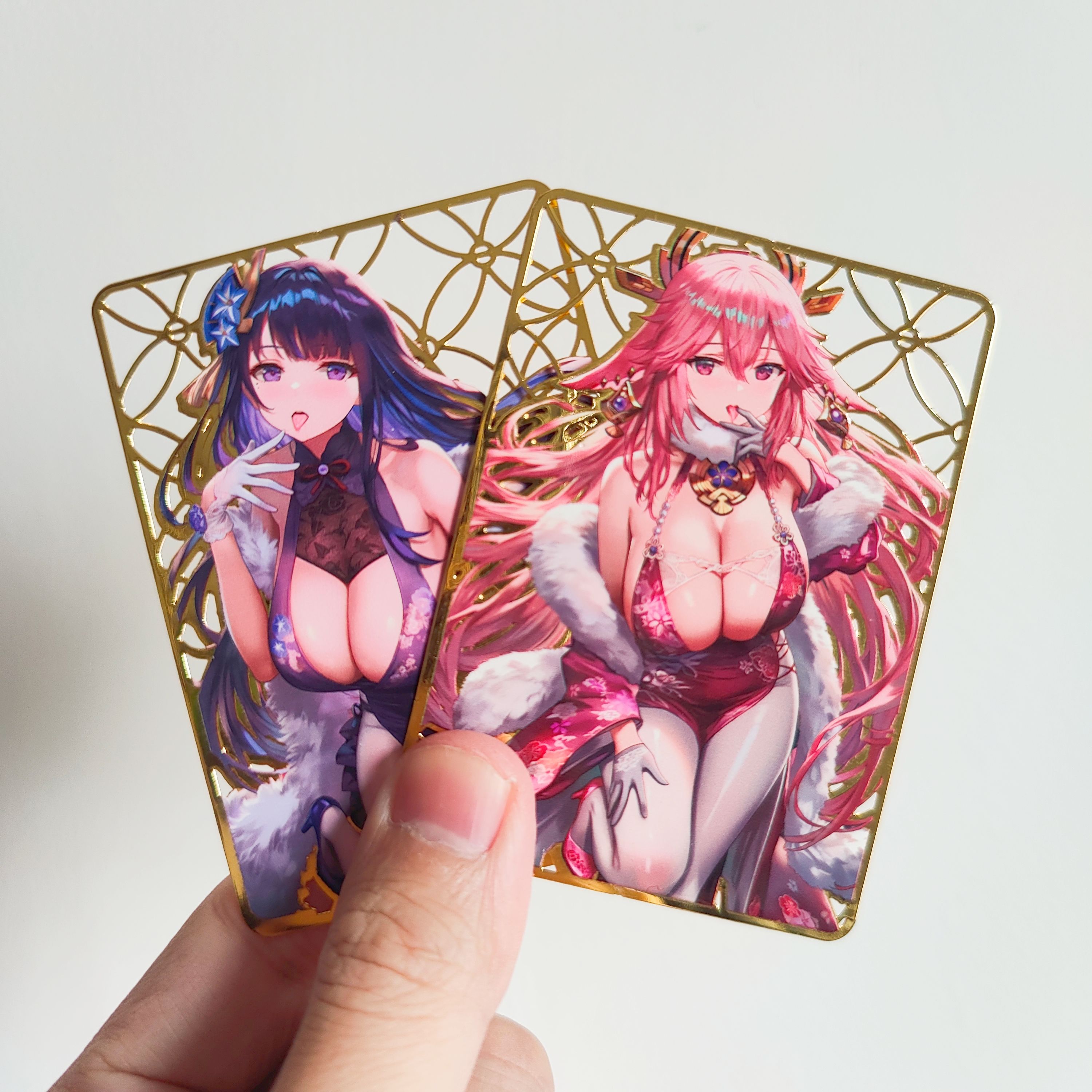原神卡牌盲盒同人金属卡雷电将军八重神子性感创意小礼品