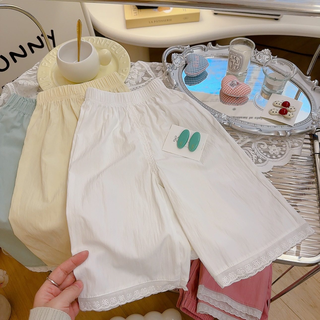 【女童山本裤】夏季女童多巴胺山本裤休闲纯色蕾丝花边直筒裤,童装/婴儿装/亲子装,裤子,淘宝优惠券,粉丝福利购,淘宝优惠卷