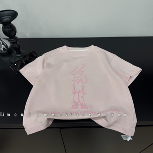 发泡印花儿童圆领短袖 休闲百搭圆领上衣 新款 夏季